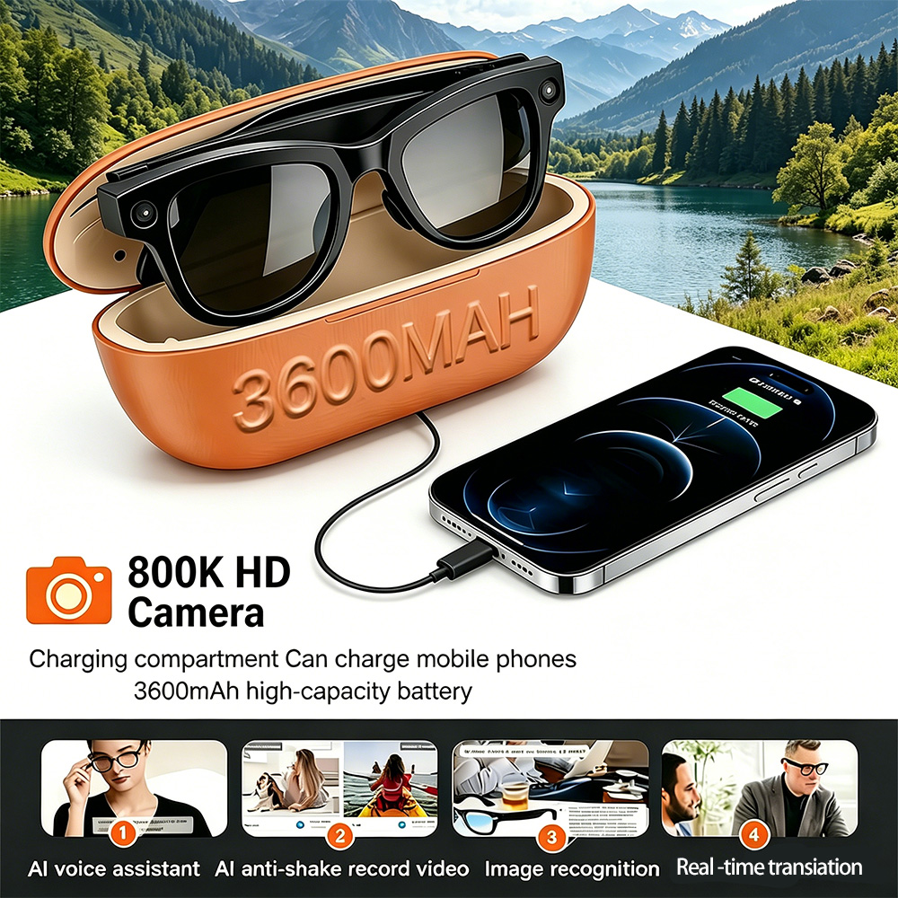 Smart Glasses Lens - แว่นตาอัจฉริยะ AI รุ่นใหม่ปี 2026 พร้อมกล้องบันทึกวิดีโอ ระบบจดจำภาพด้วย