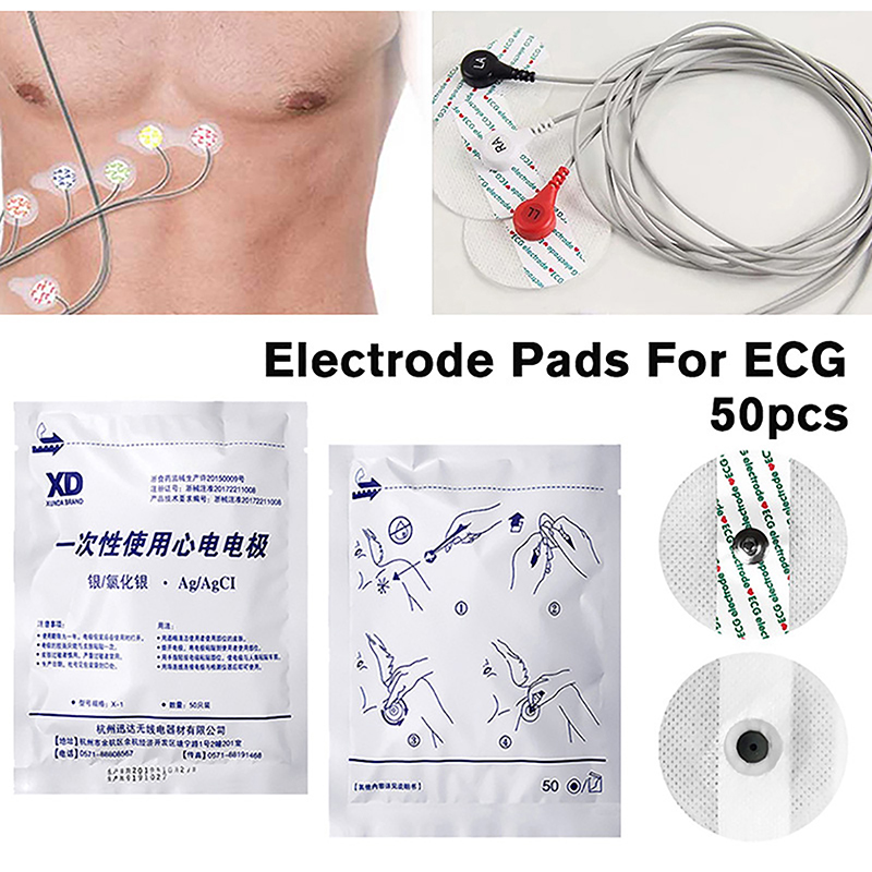 Ecg Patch Monitor - 50 ชิ้น/ถุง แผ่นอิเล็กโทรดแบบใช้แล้วทิ้ง อุปกรณ์เสริม ECG EKG