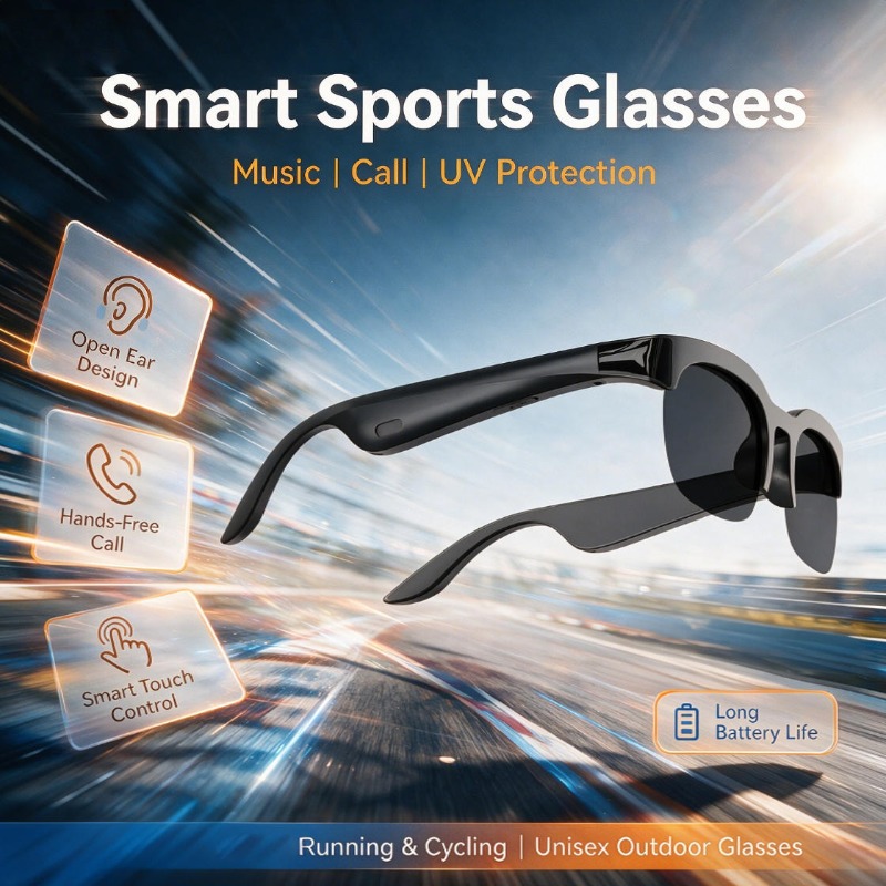 Smart Glasses Lens - แว่นตาอัจฉริยะบลูทูธแบบเปิดหู ป้องกันรังสียูวี พร้อมระบบแปลภาษาแบบเรียลไทม์ เหมาะสำหรับกีฬากลางแจ้ง ขับรถ และการเดินทาง