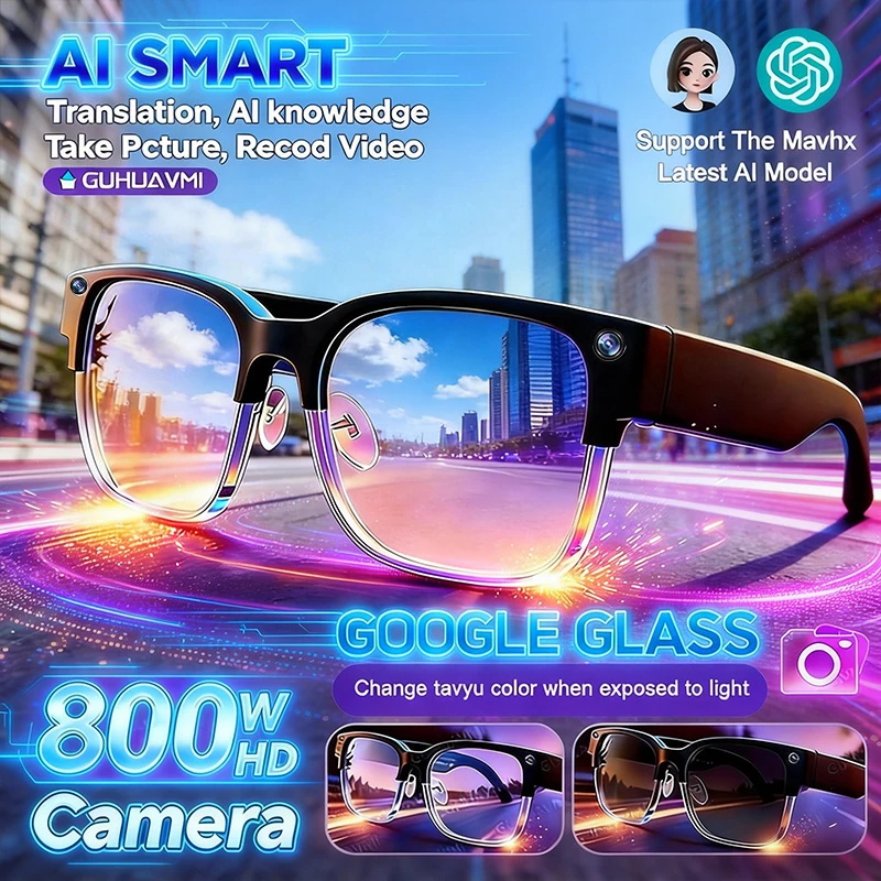 Smart Glasses Lens - แว่นตาอัจฉริยะรุ่นใหม่ปี 2026 กล้อง 800W พิกเซล สำหรับผู้ชาย