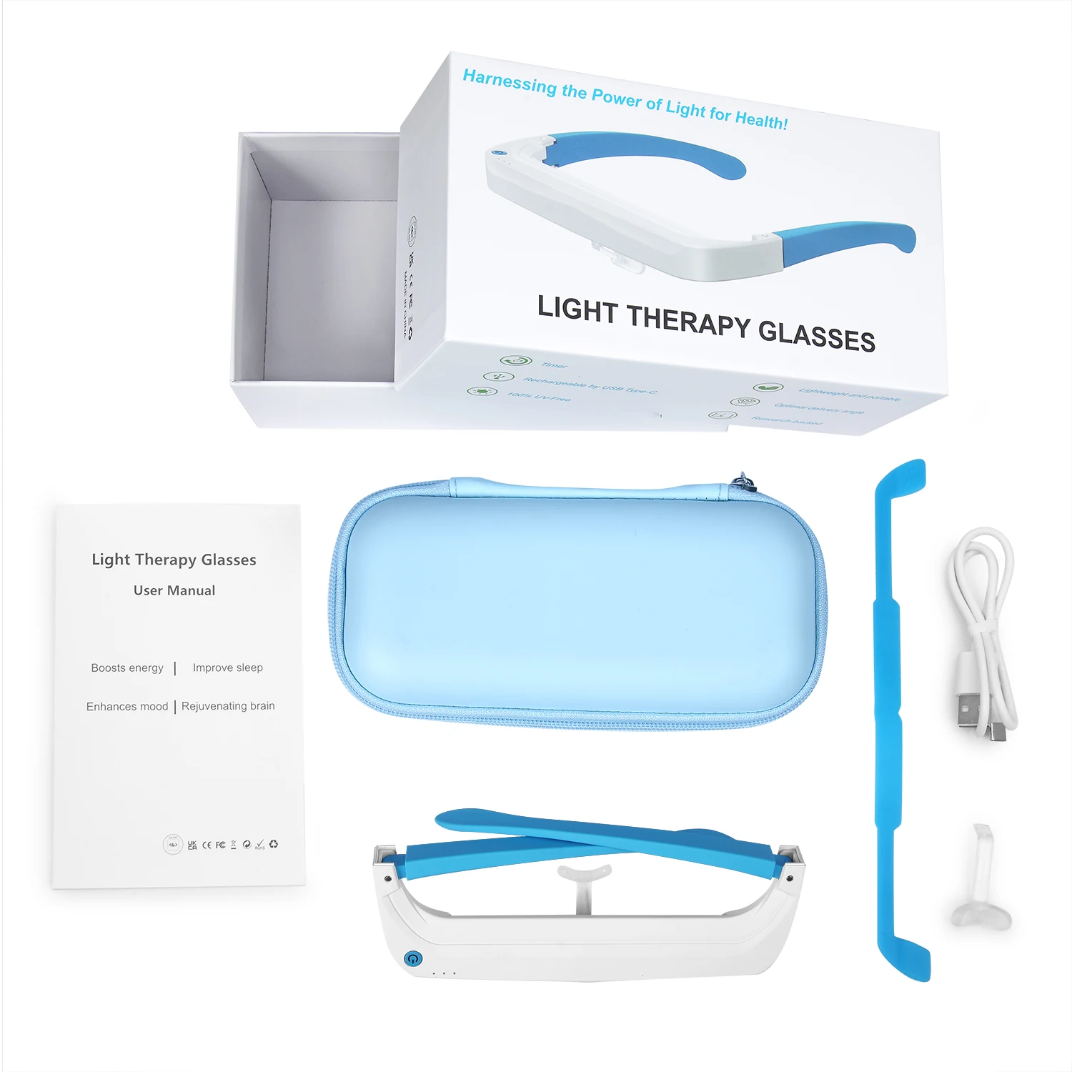 แว่นตาบำบัดแสง SAD สีแดง-น้ำเง - Light Therapy Glasses บทวิจารณ์และราคา